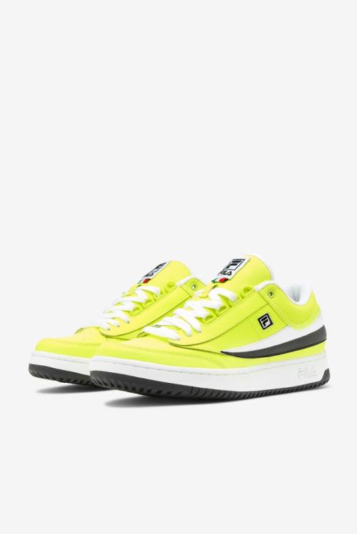 Yellow / Black / White Men's Fila T-1 Mid Sneakers | Fila472TL