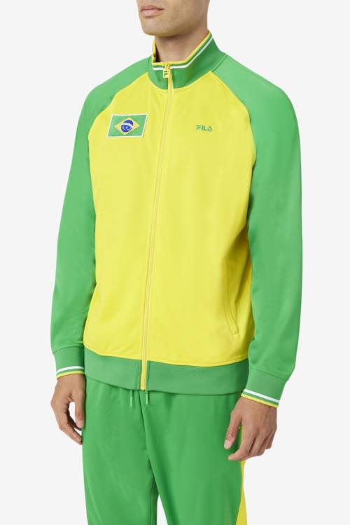 Yellow / Green / White Men's Fila Brazil Track Jackets | Fila126GJ