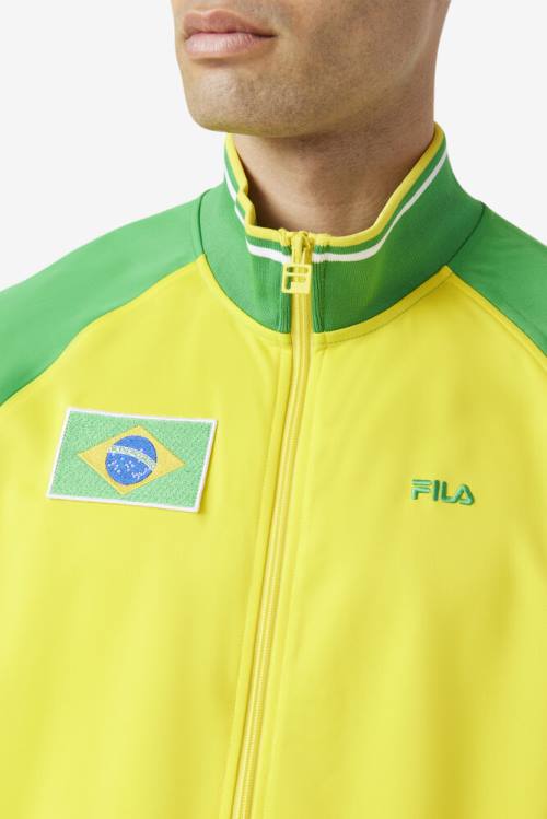 Yellow / Green / White Men's Fila Brazil Track Jackets | Fila126GJ