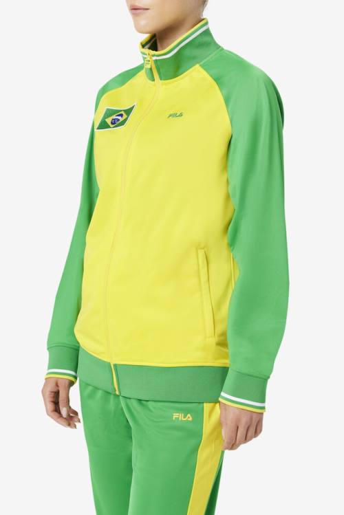 Yellow / Green / White Men's Fila Brazil Track Jackets | Fila126GJ