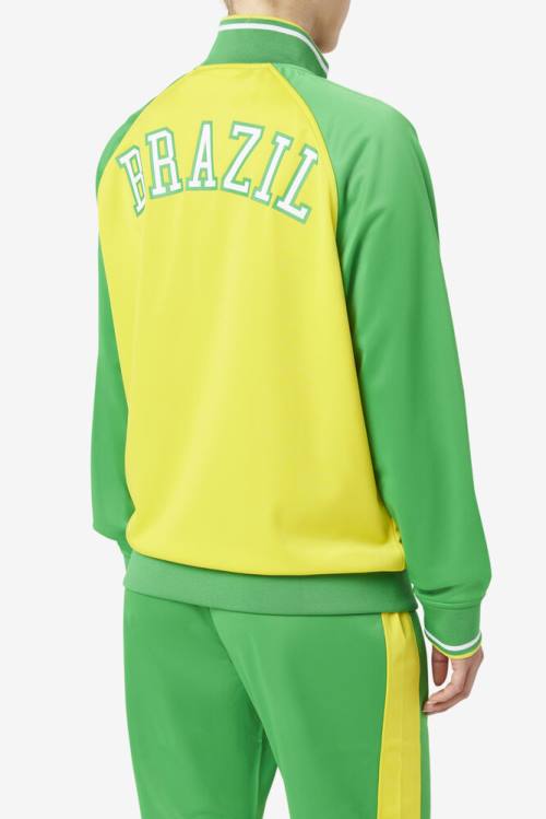 Yellow / Green / White Men's Fila Brazil Track Jackets | Fila126GJ