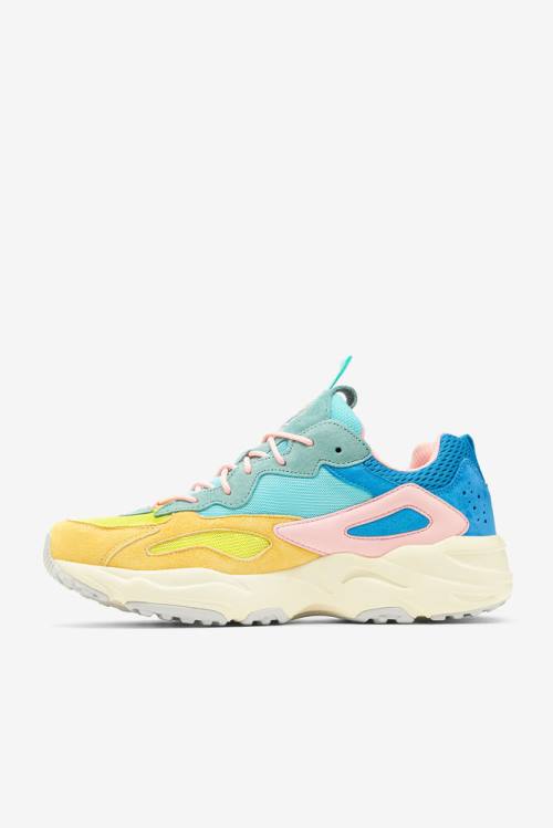 Yellow / Light Turquoise / Blue Men's Fila Ray Tracer Lab Premium Sneakers | Fila390QP