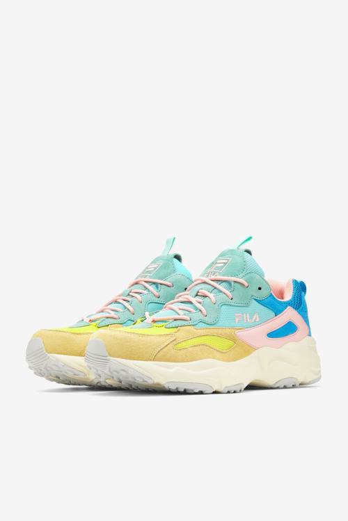 Yellow / Light Turquoise / Blue Men's Fila Ray Tracer Lab Premium Sneakers | Fila390QP