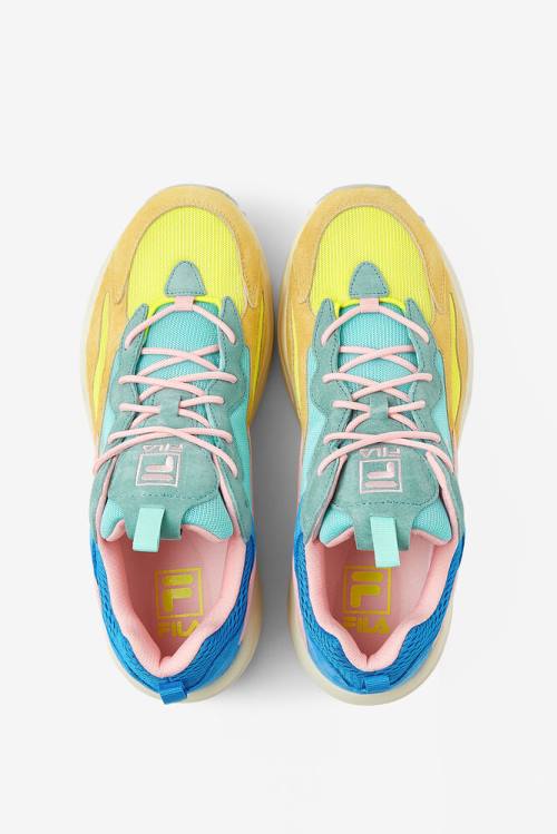 Yellow / Light Turquoise / Blue Men's Fila Ray Tracer Lab Premium Sneakers | Fila390QP