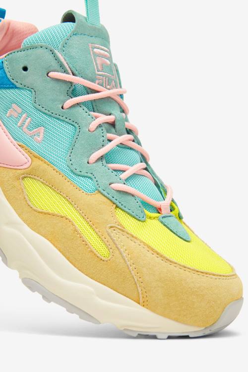 Yellow / Light Turquoise / Blue Men's Fila Ray Tracer Lab Premium Sneakers | Fila390QP