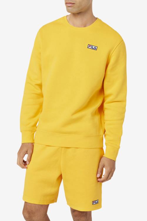 Yellow Men's Fila Garran Crew Sweatshirts | Fila451WZ