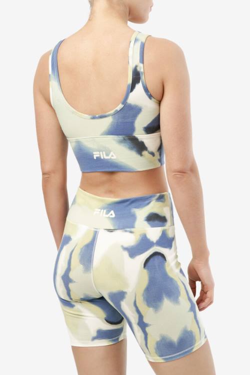 Yellow / Navy / Black Women's Fila Dawn Bra Sports Tops | Fila962RB