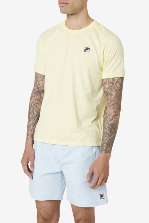 Yellow / White Men's Fila Guillo Tee T Shirts | Fila903GO