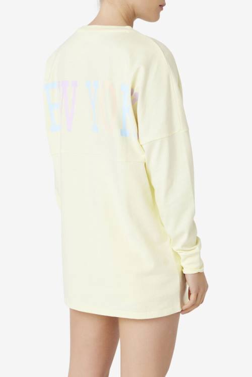 Yellow Women's Fila Janet Oversized Long Sleeve Tee T Shirts | Fila680OH