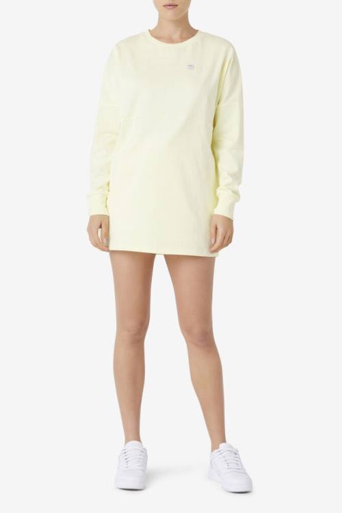 Yellow Women's Fila Janet Oversized Long Sleeve Tee T Shirts | Fila680OH