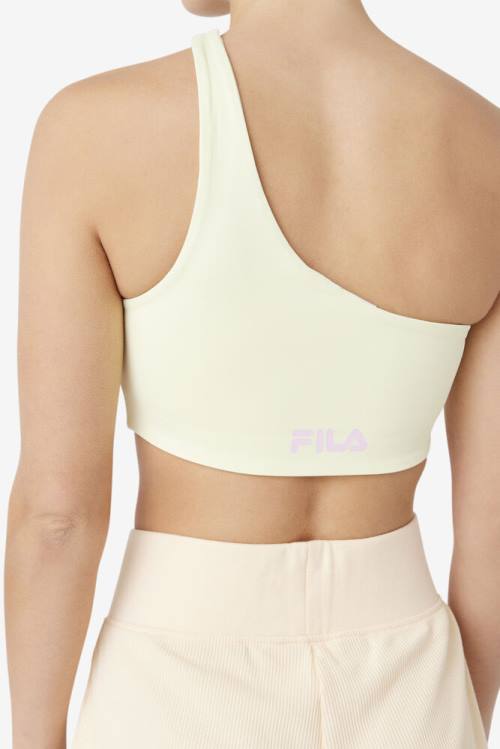 Yellow Women's Fila Kady Asymmetric Bra Sports Tops | Fila032IQ