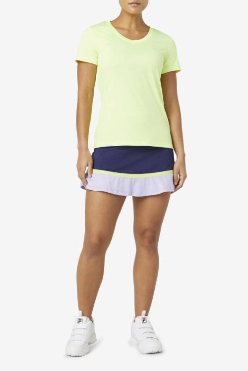 Yellow Women's Fila Pickleball Silky V-neck T Shirts | Fila631CL