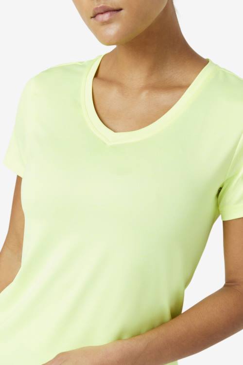 Yellow Women's Fila Pickleball Silky V-neck T Shirts | Fila631CL