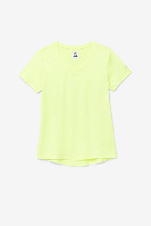 Yellow Women\'s Fila Pickleball Silky V-neck T Shirts | Fila631CL